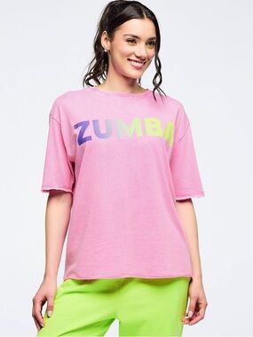 Zumba Fitness Pink Tee with Multicolor Logo